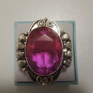 Pink topaz gemstone ring size 8, mystical
